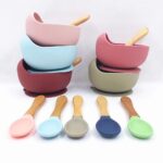 2PCS-Set-Silicone-Baby-Feeding-Bowl-Tableware-for-Kids-Waterproof-Suction-Bowl-With-Spoon-Children-Dishes